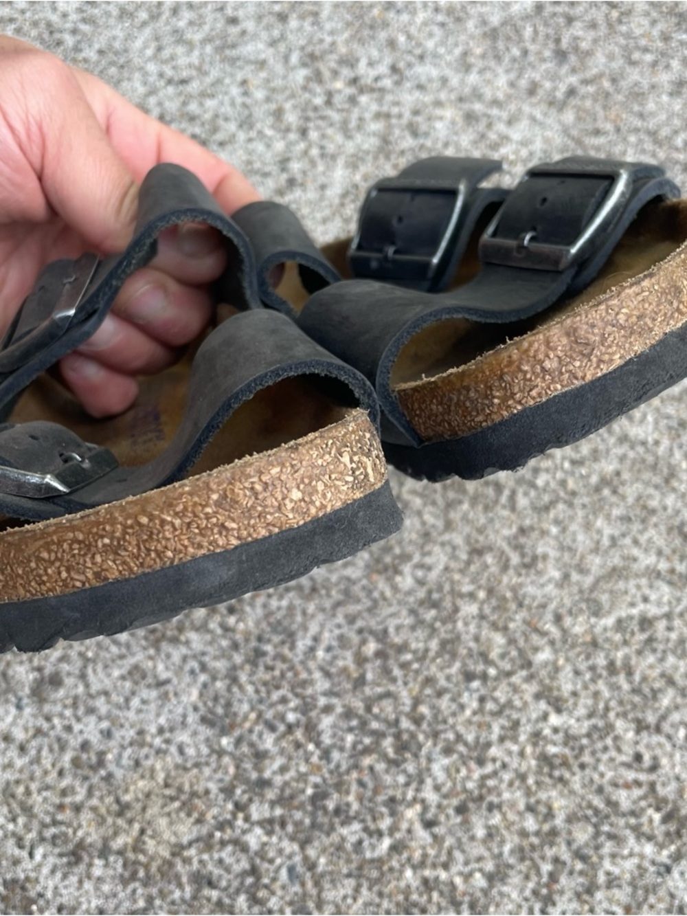 Birkenstock Arizona Soft Footbed Sandals Gray Leather Shoes Size 37 EU Womens 6 - Picture 5 of 16